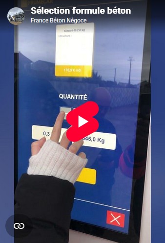 Sélection de la formule Béton sur un distributeur automatique de béton